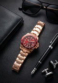 Men's Luxury Diver Style Watch with Date Display & Metal Bracelet