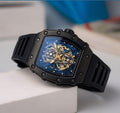 Men's Black Skeleton Tonneau Watch | Sport Luxury Style