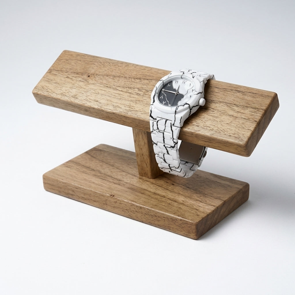 White Marble Arabic Dial Watch for Men & Women – Dual-Tone Quartz Wristwatch with Luxury Gift Box