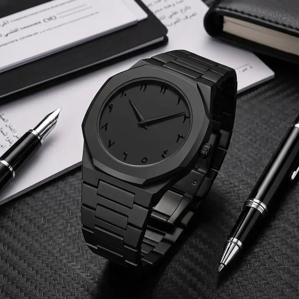 Carbon Fiber Men's Watch - Matte Black Chronograph with Arabic Numerals