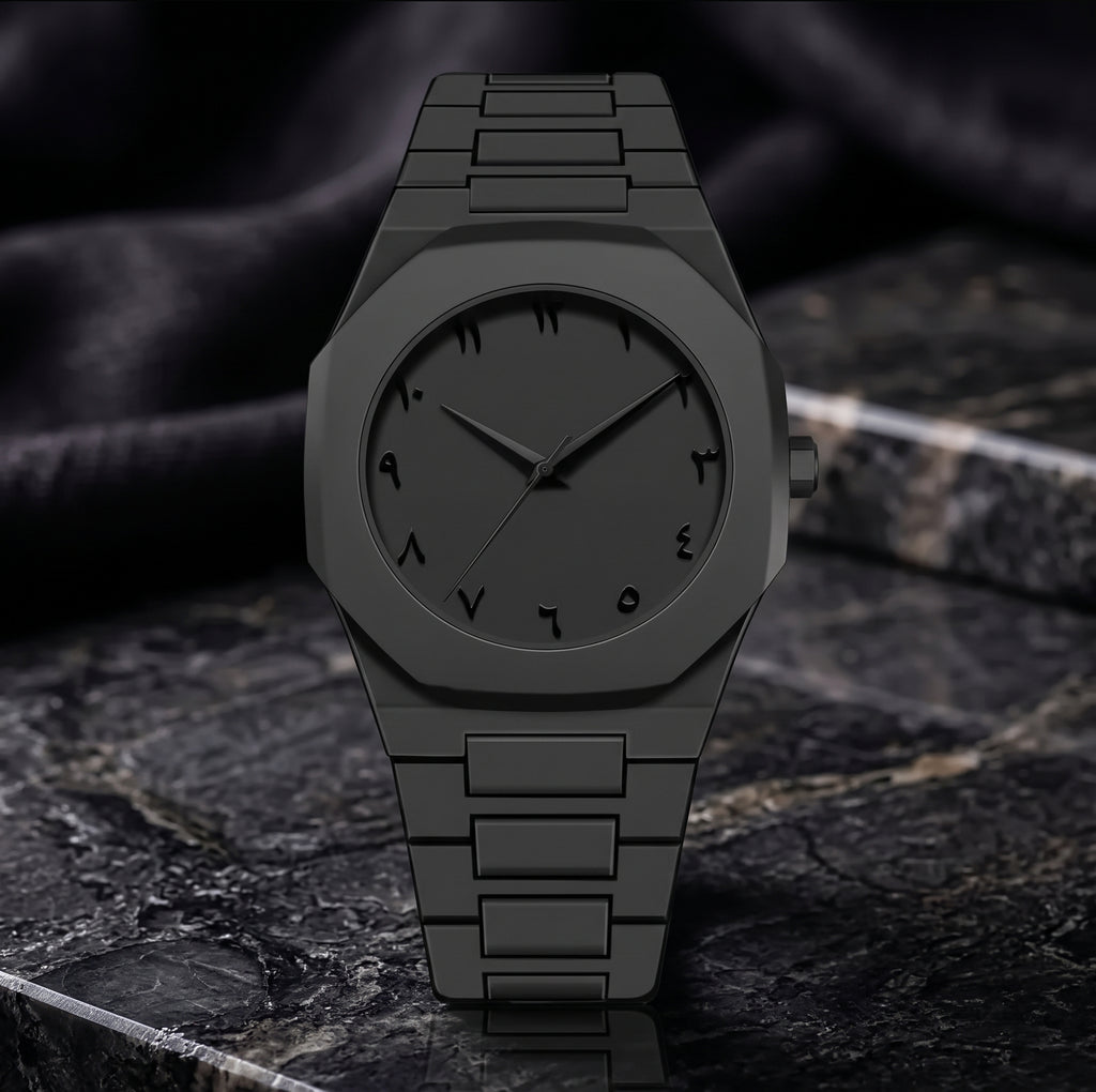 Carbon Fiber Men's Watch - Matte Black Chronograph with Arabic Numerals