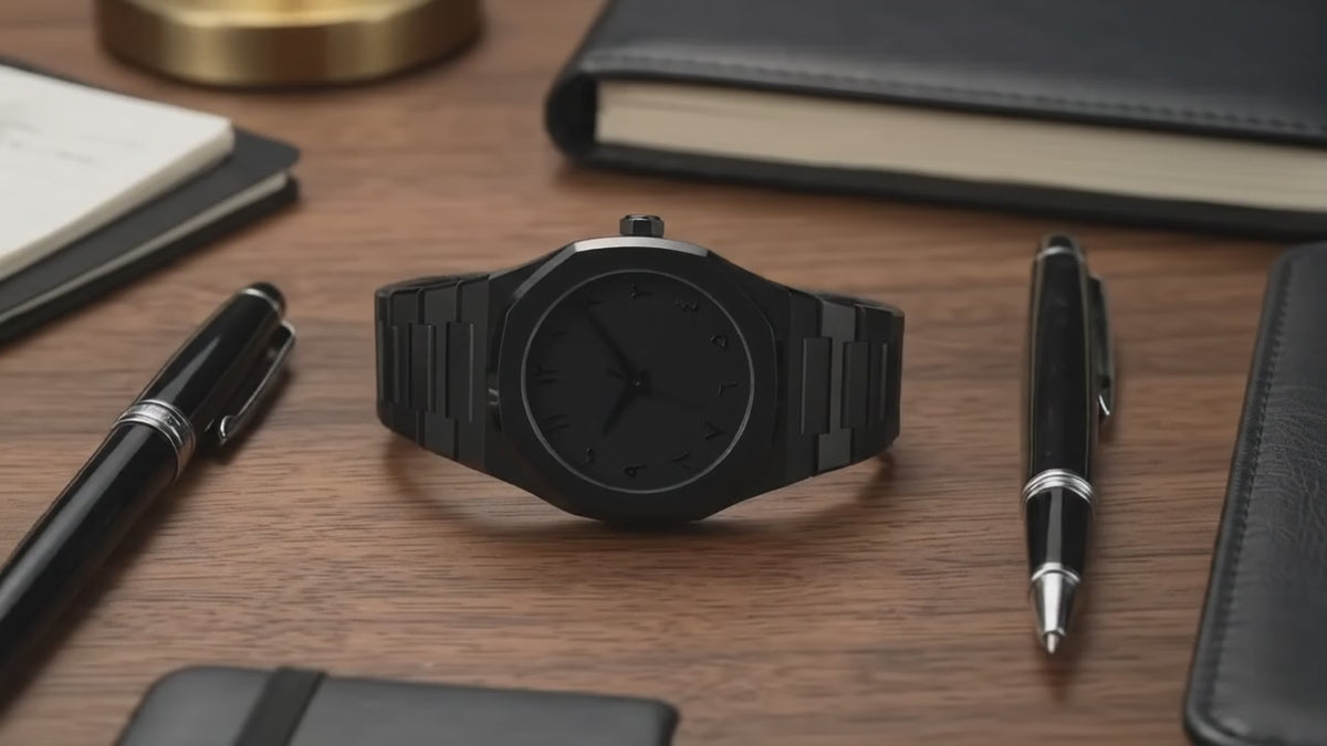 Carbon Fiber Men's Watch - Matte Black Chronograph with Arabic Numerals